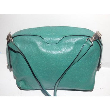 Vintage FURLA Teal Leather 2-Way Crossbody Bag with Embossed Floral Design