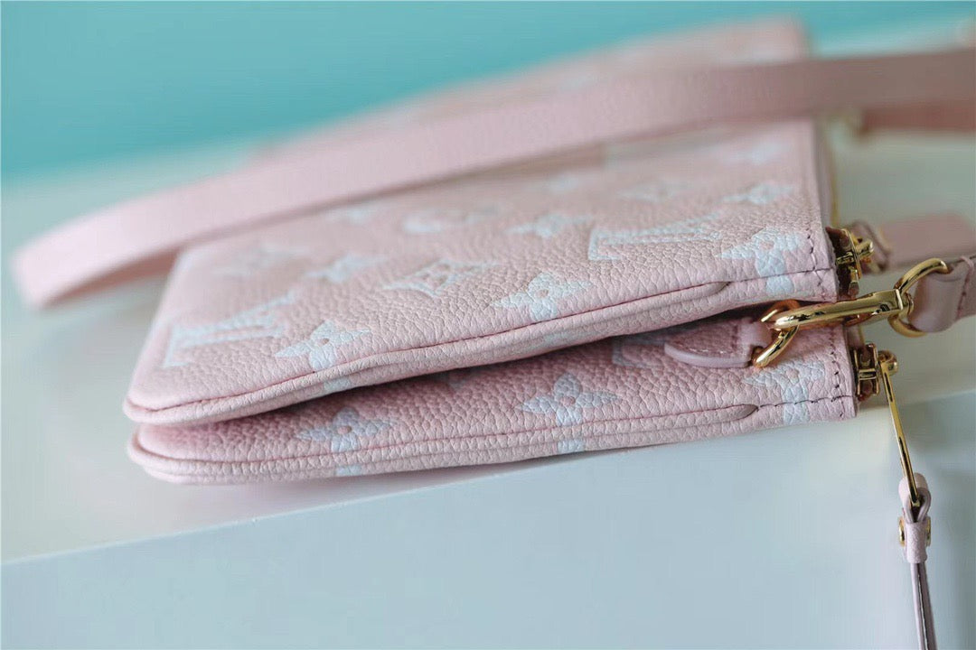 LV Double Zip Pochette Monogram Empreinte Candy Pink For Womtlm,  Shoulder And Crossbody Bags 20cm/7.9in LV M81429