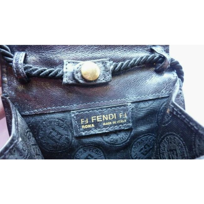 Fendi Shoulder Clutch Two Way Or Woven Black Leather Cross Body Bag
