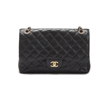 Chanel Caviar Jumbo Classic Flap Bag Leather Shoulder Bag in Excellent condition