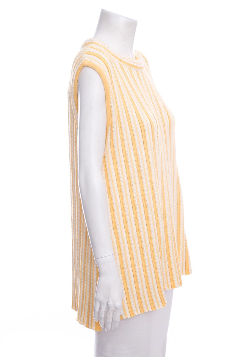 Jil Sander Yellow & White Stripe Knit Sleeveless Sweater SZ XL