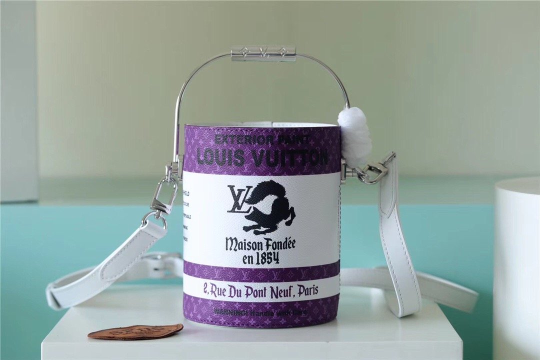 LV Paint Can Coated Canvas By Virgil Abloh’s PurpleFor Womtlm, Womtlm’s Bags, Shoulder And Crossbody Bags 6.7in/17cm LV M81591