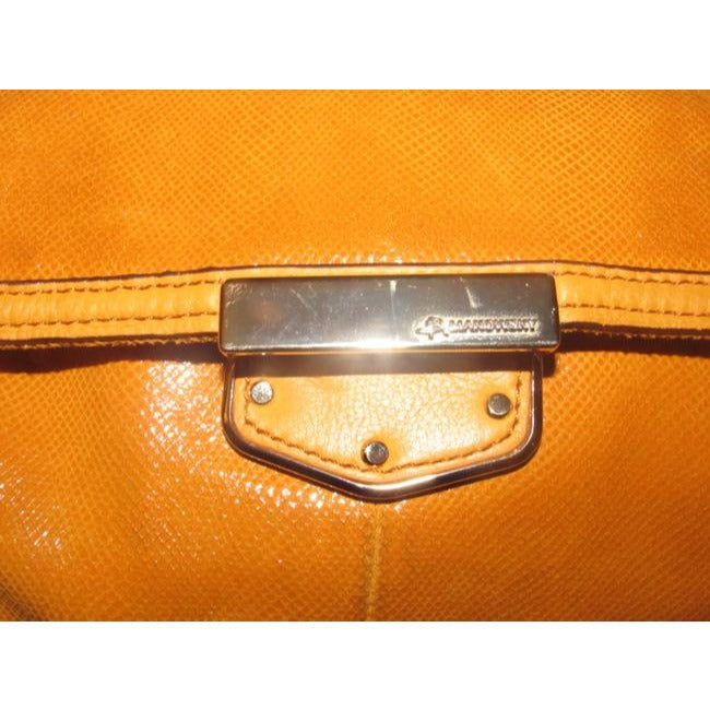 B Makowsky Orange Textured And Smooth Leather With Muted Gold Accents Satchel