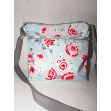 Lesportsac Grey Blue Red And Pink Floral Print Nylon Cross Body Bag