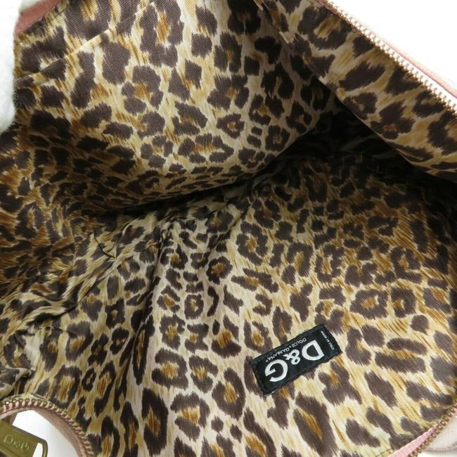 Dolce And Gabbana Vintage Pink Suede With Dark Red Velvet Logo Bag