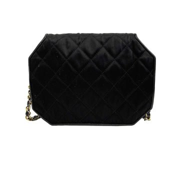 CHANEL Vintage 90's Quilted Octagon CC Shoulder Black Excellent Handbag