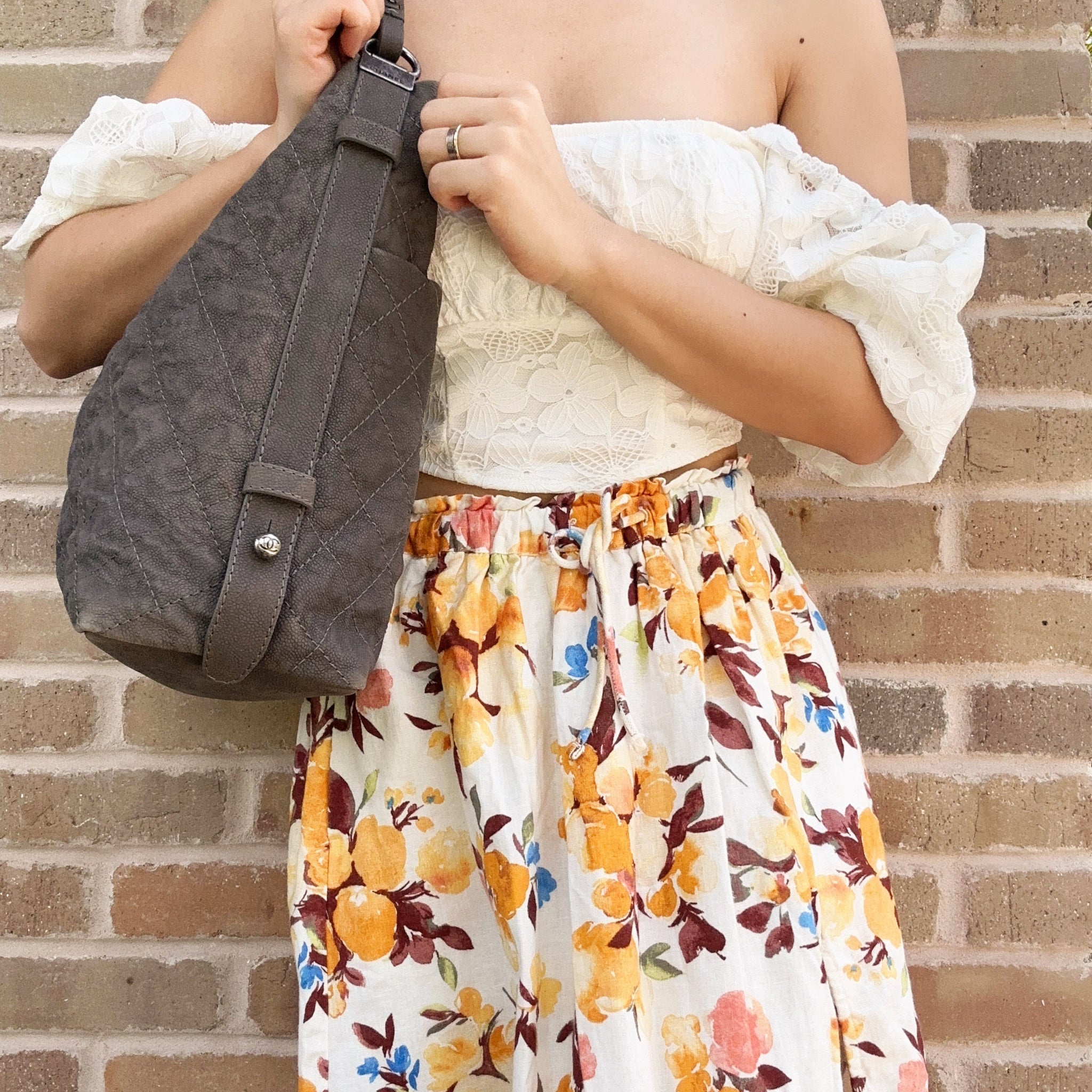 Chanel Aged Caviar Leather Boy Hobo Quilted Shoulder Tote CC Charm