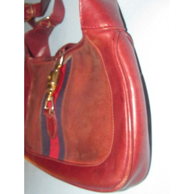 SOLD Rare Gucci burgundy leather and suede 1961 Jackie hobo style shoulder bag