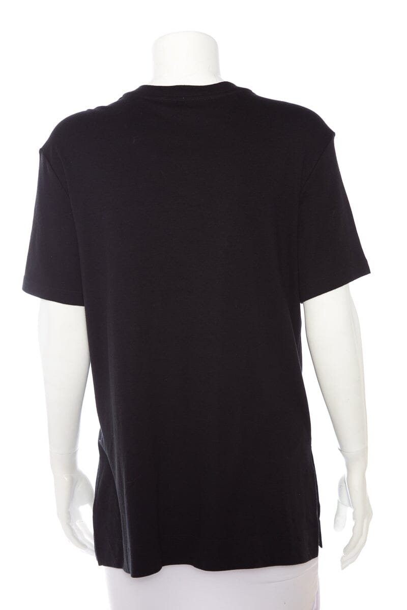 Oscar de la Renta Black Embellished and Flower Embroidered  T-Shirt SZ M