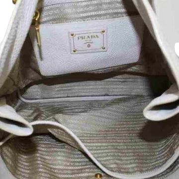 Prada ivory grained leather Vitello Daino XL tote bag