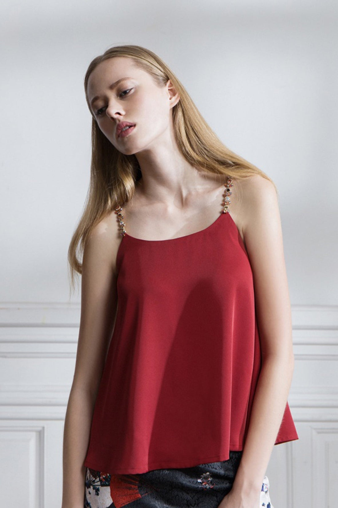 Burgundy Jewelry Strap Top