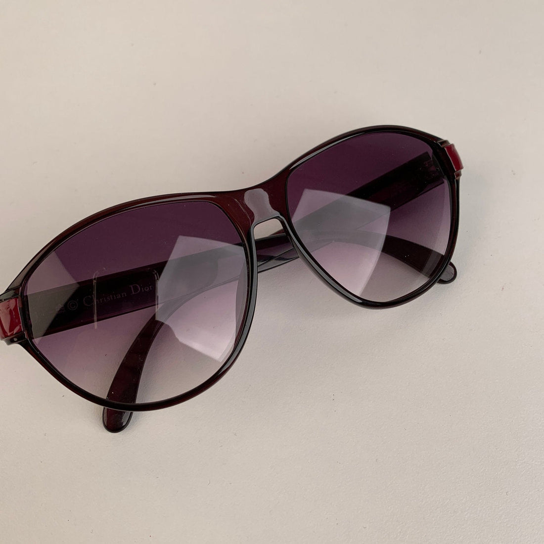 CHRISTIAN DIOR Vintage Black Burgundy Optyl Sunglasses Mod 2325