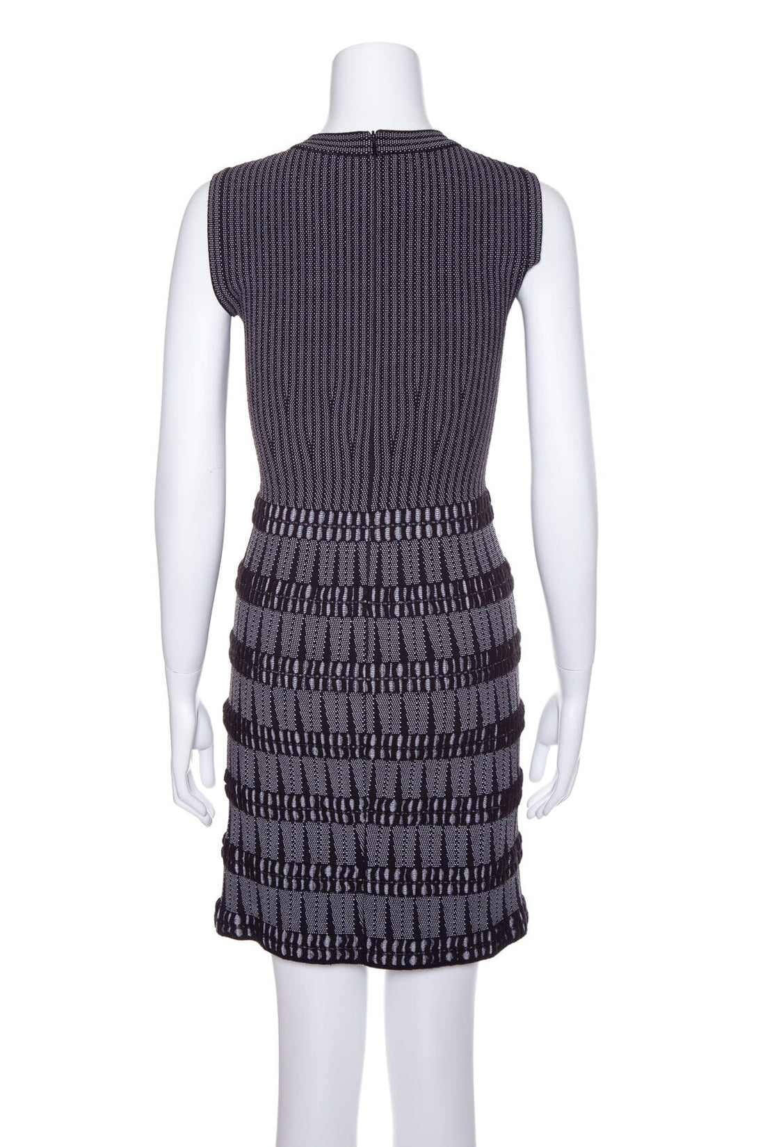 Alaia Black and White Sleeveless Fitted Knit Dress SZ 36