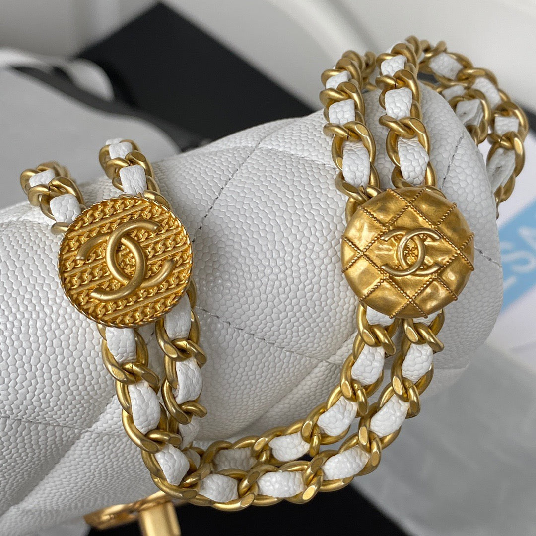 CHLMini Flap Bag With Top Handle Gold Hardware White For Womtlm, Womtlm&#8217;s Handbags, Shoulder Bags 7.9in/20cm AS2431 