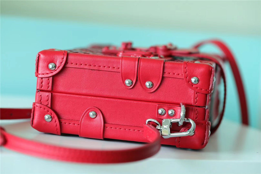 LV Petite Malle Monogram Red For Womtlm, Womtlm’s Handbags, Shoulder And Crossbody Bags 7.9in/20cm LV 