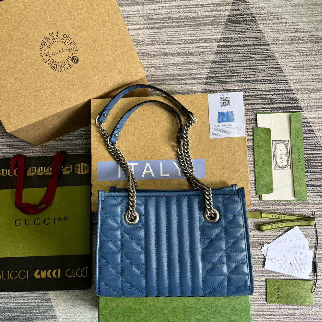 gg Marmont Medium Matelasse Tote Blue For Women, Women&#8217;s Bags 13.6in/34cm gg ??675796 UM8BF 4340
