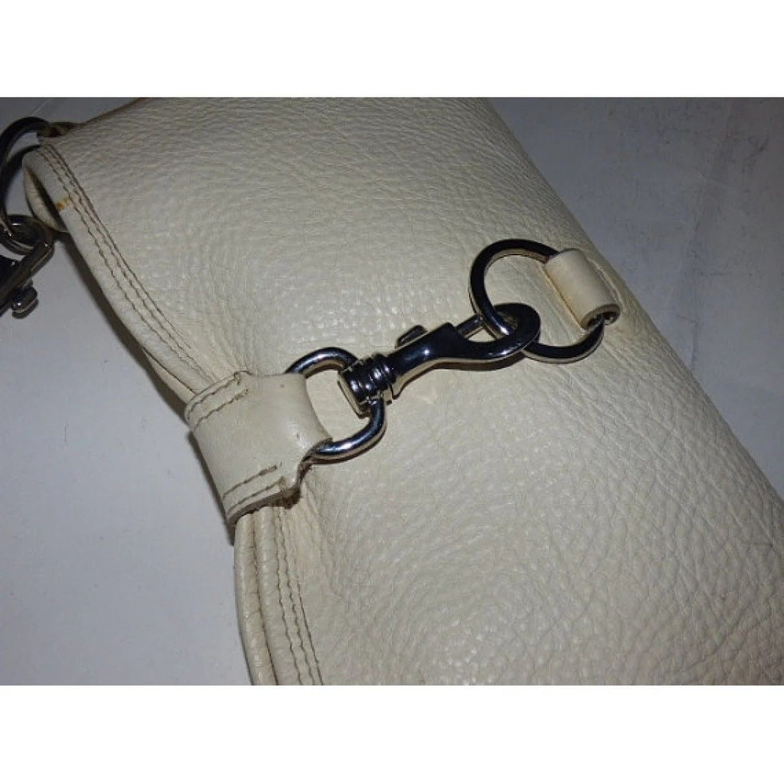 AMAZING, Miu Miu by Prada, White, Grained Leather, Top Latch, Chrome Accents, Small Shoulder Purse or Clutch