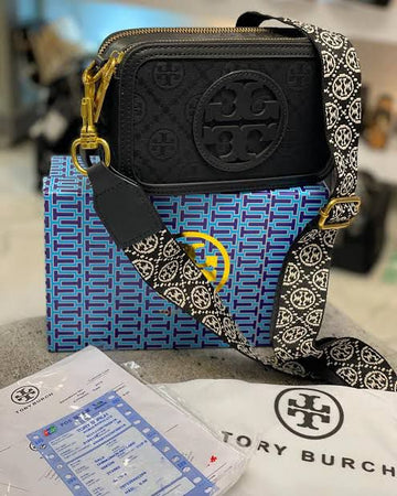 Tory Burch Mini T Monogram Miller Crossbody Women Bag (Black)