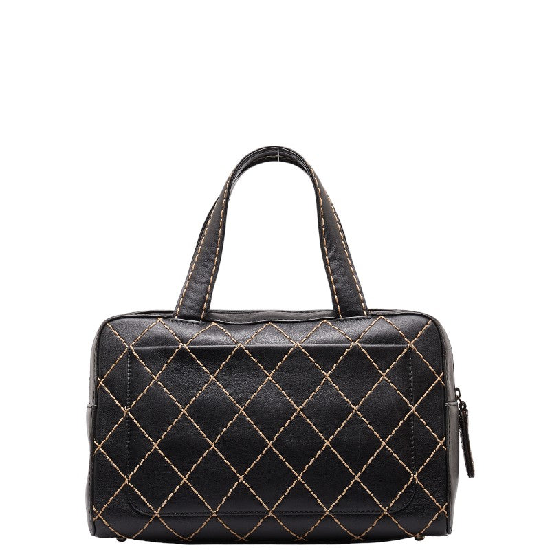 Chanel Wild Stick Coca-Cola Handbag Boston Bag Black Beige Leather Chanel