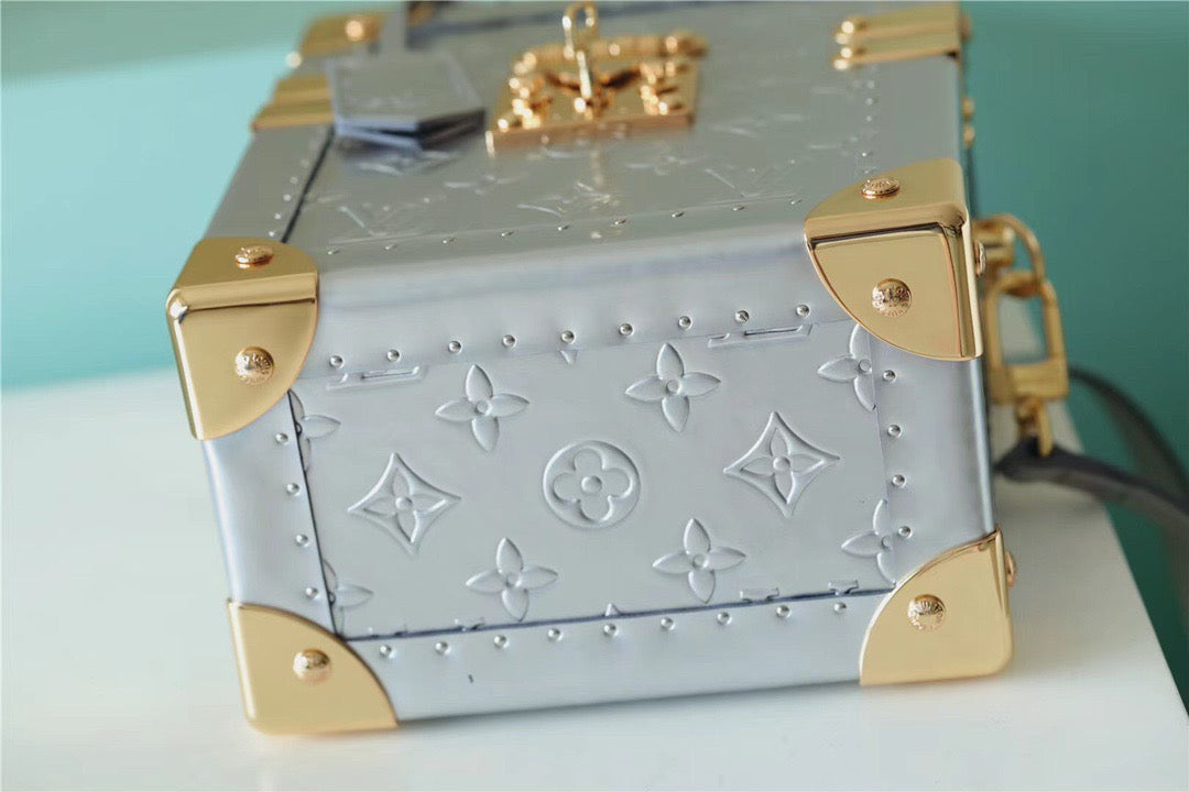 LV The Camera Box Monogram Empreinte By Nicolas Ghesquiere Light Blue For Womtlm,  Shoulder And Crossbody Bags 9.3in/16cm LV