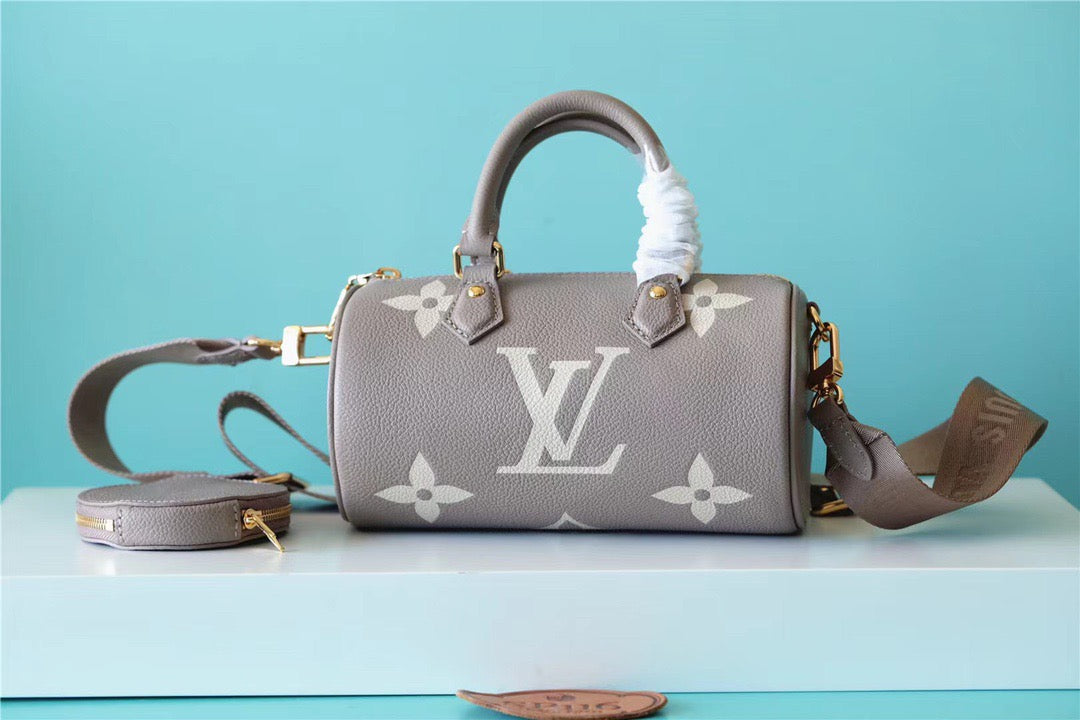 LV Papillon BB Monogram Empreinte Tourterelle / Creme Beige For Womtlm, Womtlm’s Handbags, Shoulder Bags And Crossbody Bags 7.9in/20cm LV M46031