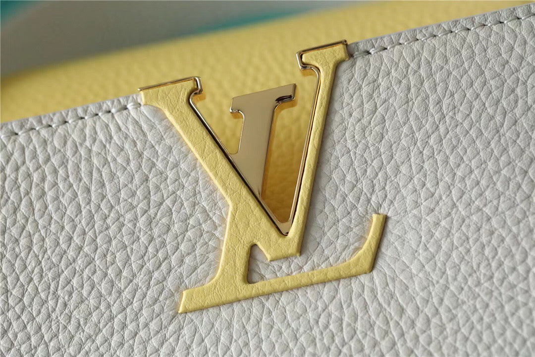 LV Capucines MM Taurillon Creme Beige/ Plume Yellow Berlingot For Womtlm, Womtlm’s Bags, Shoulder And Crossbody Bags 12.4in/31.5cm LV M59883