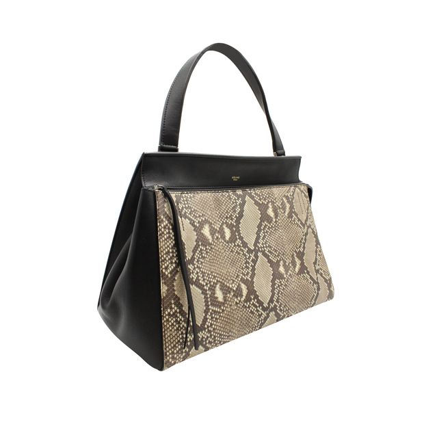 Celine Python & Black Leather Edge Shoulder Bag