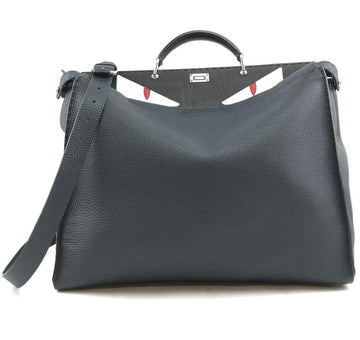 Fendi XL Ultra Rare Peekaboo Monster Eyes Large Briefcase Travel Blue Leather Shoulder Bag