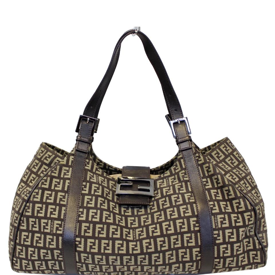 Fendi Brown Zucchino Canvas Shoulder Bag