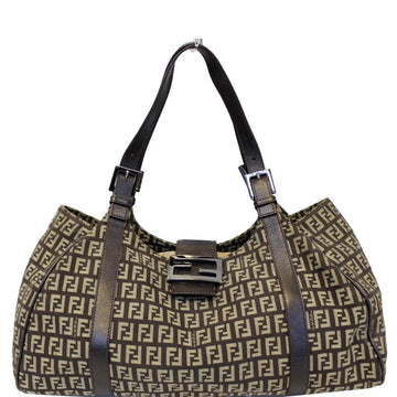 Fendi Brown Zucchino Canvas Shoulder Bag