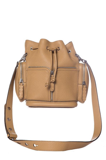 Fendi Bucket Bag Tresor Grande Dark Honey Calfskin Leather Tote