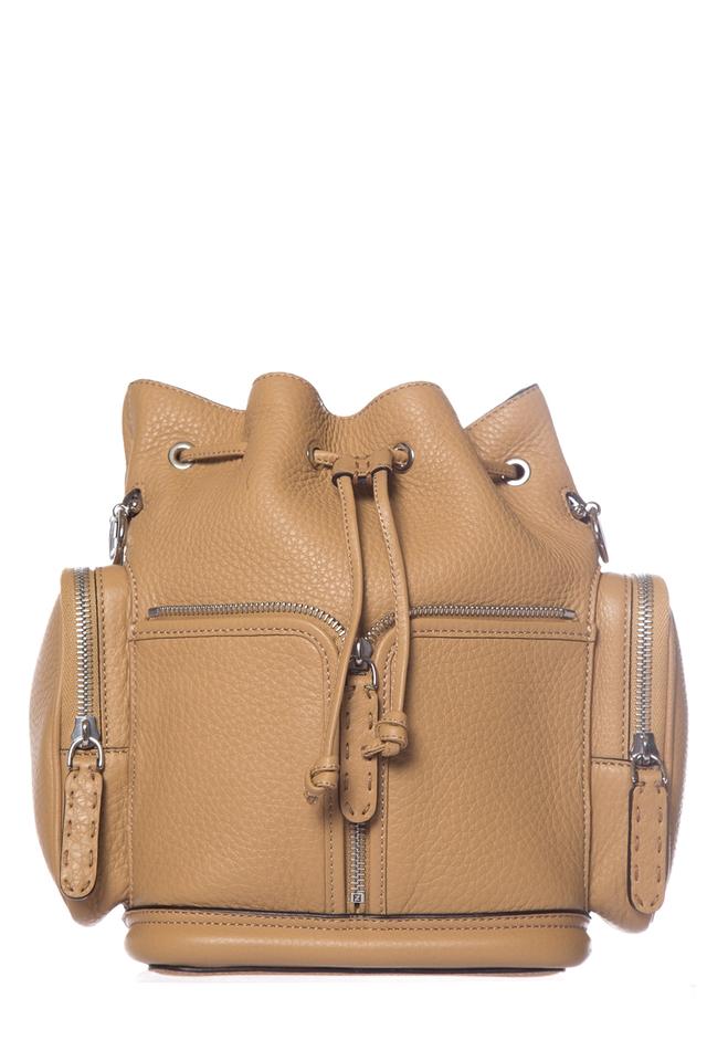 Fendi Bucket Bag Tresor Grande Dark Honey Calfskin Leather Tote