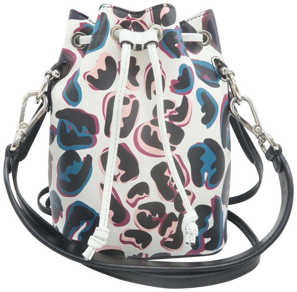 Fendi Bucket Leopard-print Multicolor Calfskin Shoulder Bag