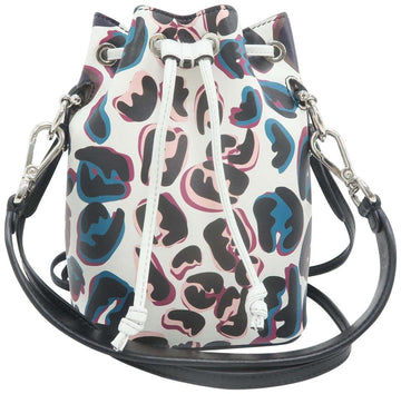 Fendi Bucket Leopard-print Multicolor Calfskin Shoulder Bag