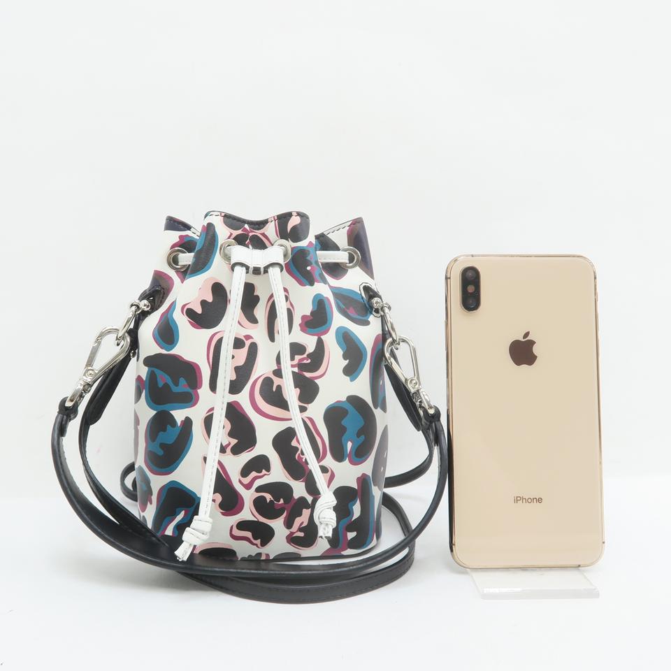 Fendi Bucket Leopard-print Multicolor Calfskin Shoulder Bag