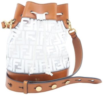 Fendi Bucket Mon Tresor Brown&white Pvc Shoulder Bag