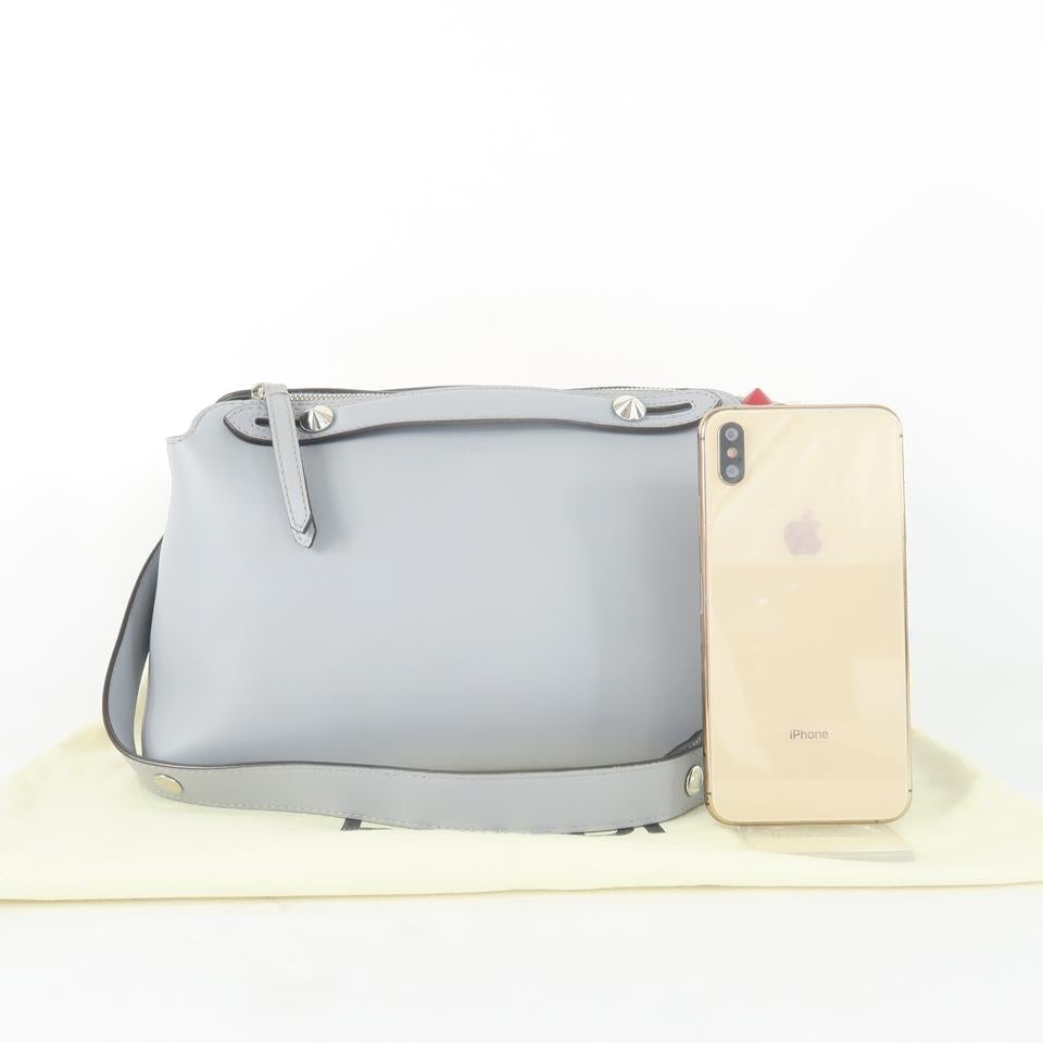 Fendi By The Leather Gray Calfskin Shoulder Bag