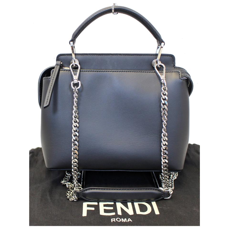 Fendi Dotcom Faces Click Top Handle Embellished Leather Handb Shoulder Bag