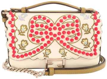 Fendi Double Micro Bow Baguette Multicolor Calfskin Leather Shoulder Bag