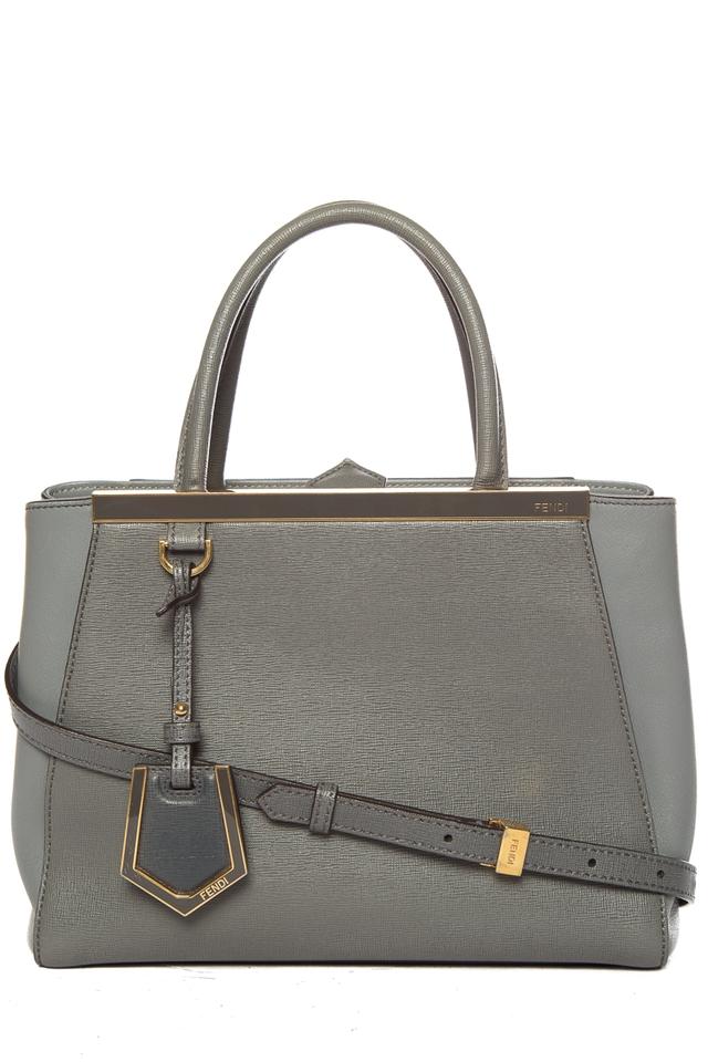 Fendi Grained Petit 2jours Handle Grey Leather Shoulder Bag