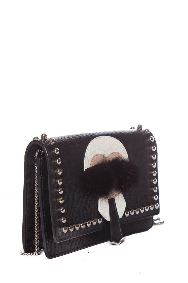 Fendi Karlito Wallet On A Chain Handle Black Leather Shoulder Bag