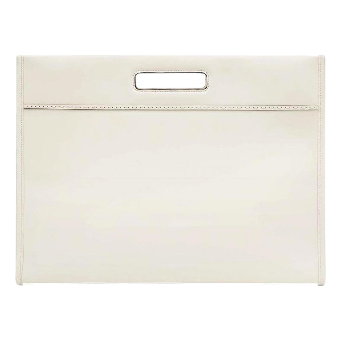 Fendi Logo 2-Way Smooth Ivory Leather Tote Bag 7VA480