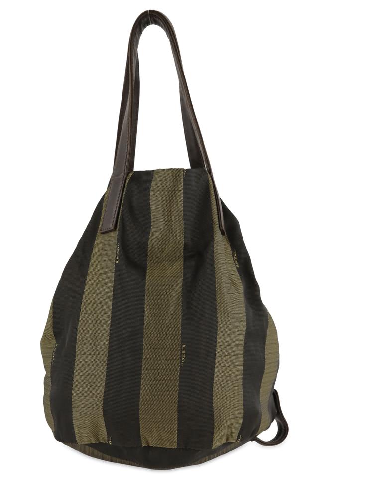 Fendi Pequin Vintage Small Foldable Brown Nylon Tote