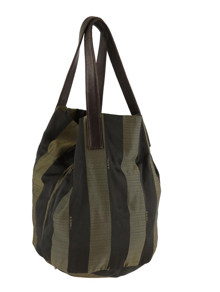 Fendi Pequin Vintage Small Foldable Brown Nylon Tote