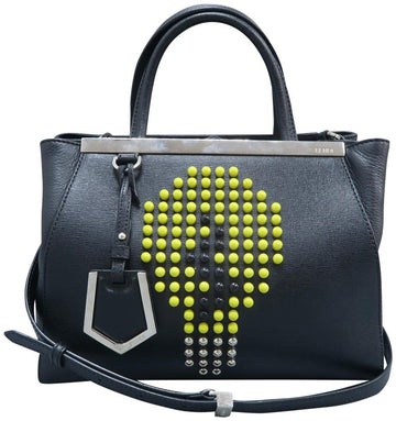 Fendi Petite 2jours Tote Black Calfskin Leather Satchel