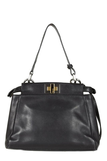Fendi Selleria Mini Peekabo Black Leather Shoulder Bag