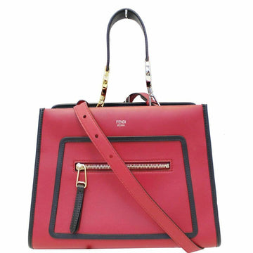 Fendi Shoulder Bag Runway Red Leather Tote
