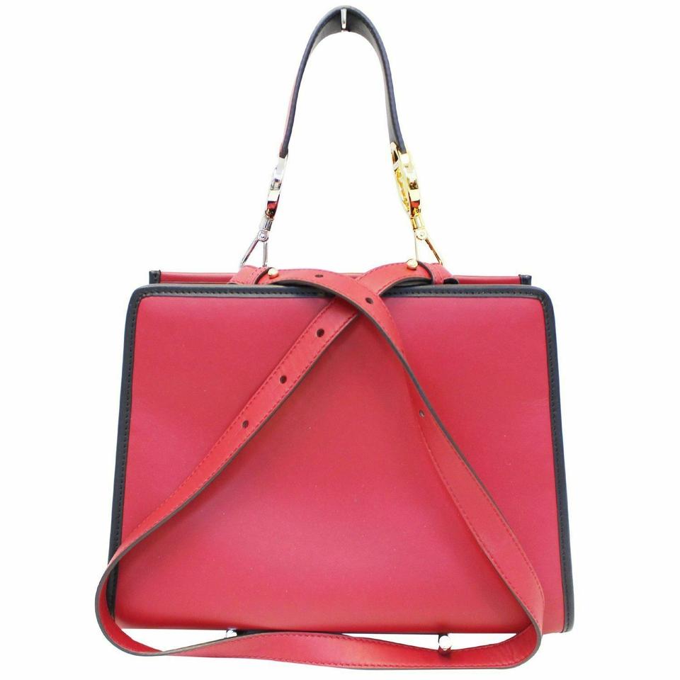 Fendi Shoulder Bag Runway Red Leather Tote