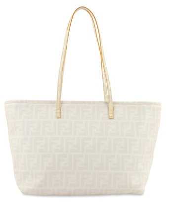 Fendi Small Roll Zucca White Coated Canvas Tote