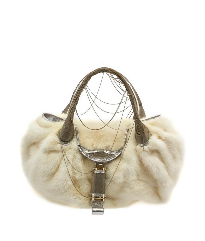 Fendi Spy 8br511 Limited Edition White Mink Fur Shoulder Bag